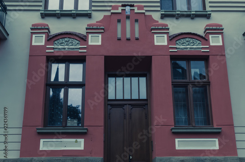 Red Art Nouveau Building in Nowy S  cz