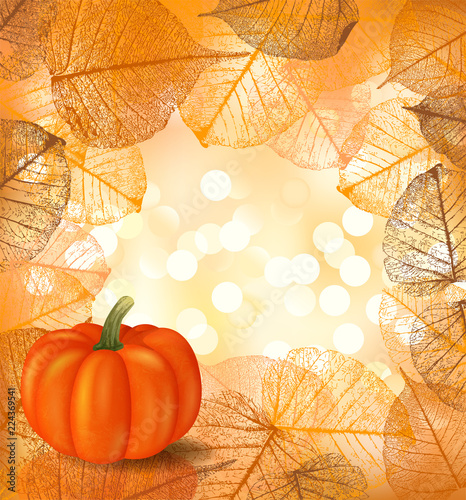 Festive background with pumpkin photo