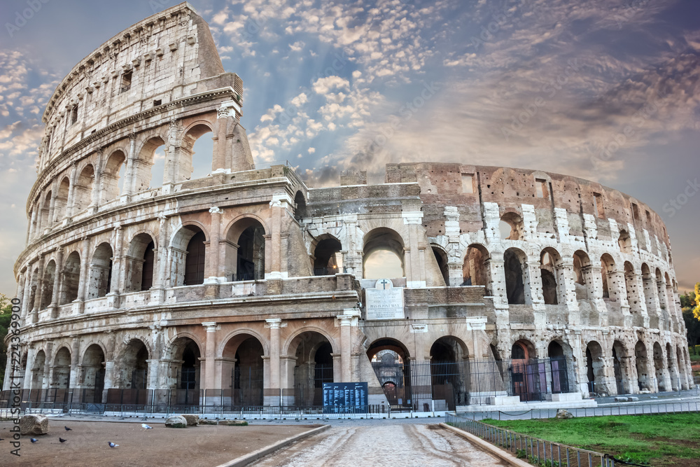 The Colosseum in Rome under the wonderful clouds