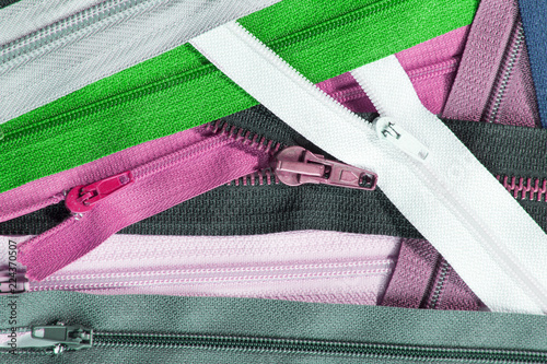 Colorful zippers texture for background