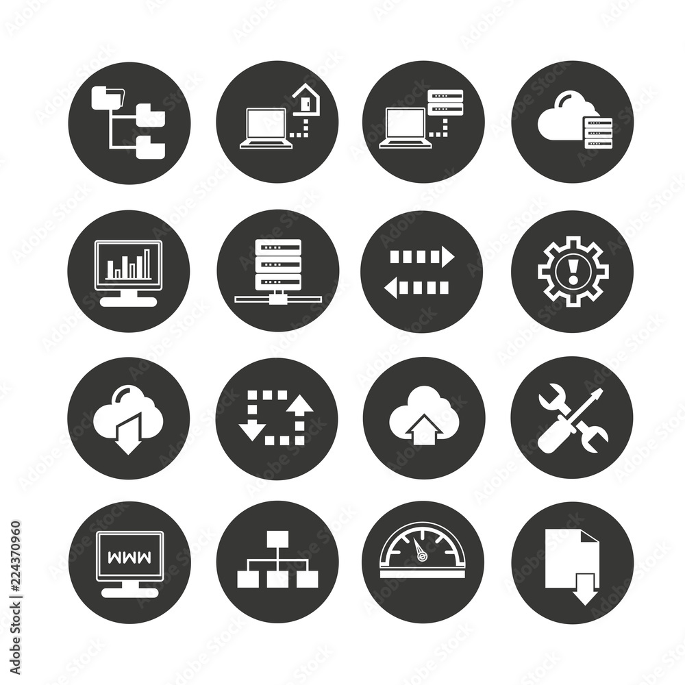 Fototapeta premium network icon set in circle buttons