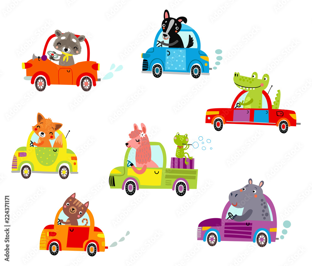 Fototapeta Animals on a cars