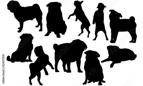 Download Pug Dog Svg Files Cricut Silhouette Clip Art Vector Illustration Eps Black Dog Overlay Stock Vector Adobe Stock