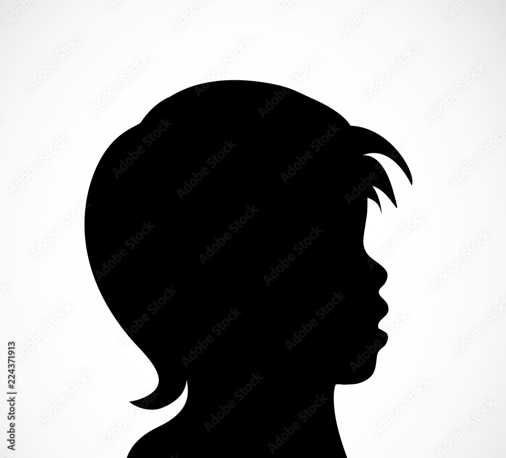 Abstract child black and white silhouette