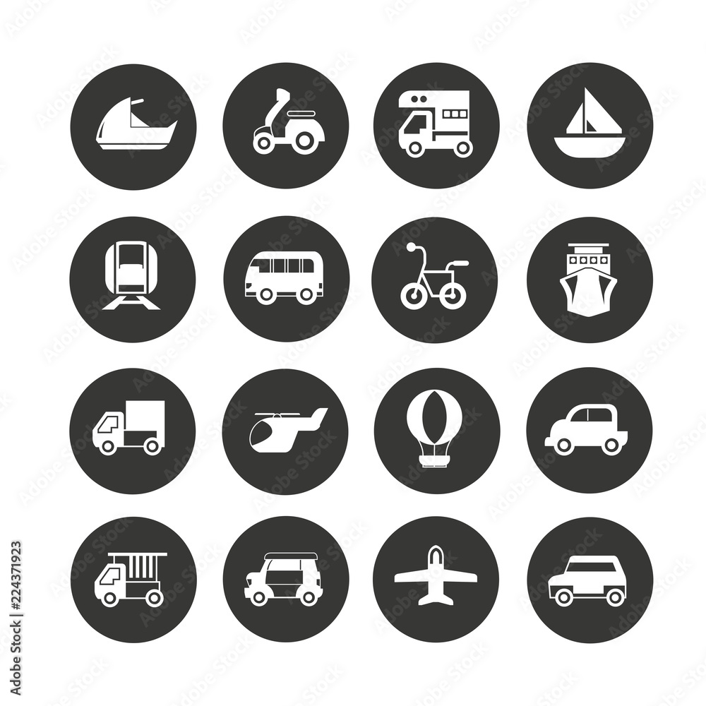 transportation icon set in circle buttons transportation icon set in circle buttons