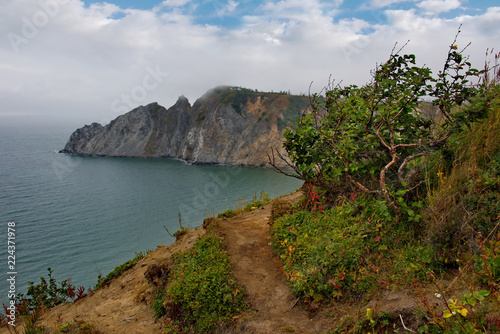Russia. Far East. Rocks of the sea of Okhotsk near the city of Magadan