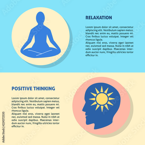 Relaxation and positive thinking concept flyer templates in flat style