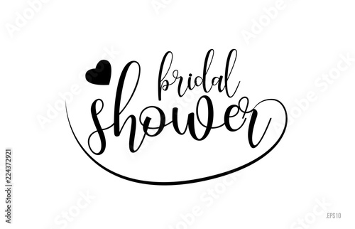 bridal shower typography text with love heart