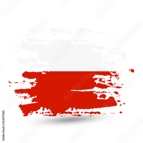 Grunge brush stroke with Poland national flag