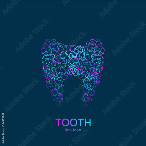 Tooth Logo in Linear Style. Dental Clinic Tooth abstract design vector template. Medical Logotype, icon.