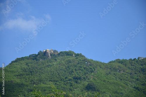 View landscape and Khao Wong Phrachan mountain with Build Big buddha statue in Lopburi, Thailand photo