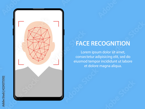 Mobile Face Recognition Bio metric Illustration Vector Icon