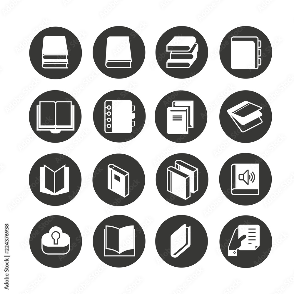 book icon set in circle buttons book icon set in circle buttons
