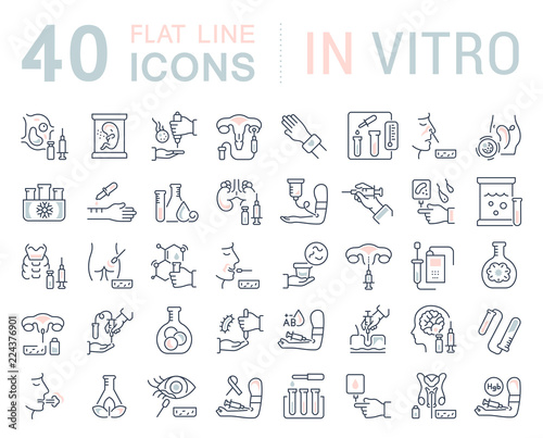Set Vector Line Icons of In Vitro