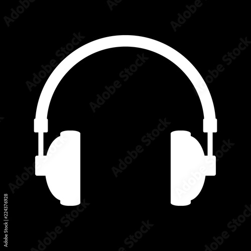Headphones icon on black.