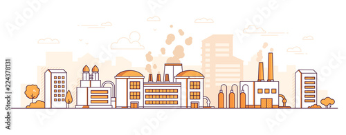 Factory - modern thin line design style vector illustration