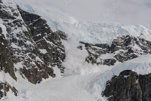 Avalanche in Antarctic mountains