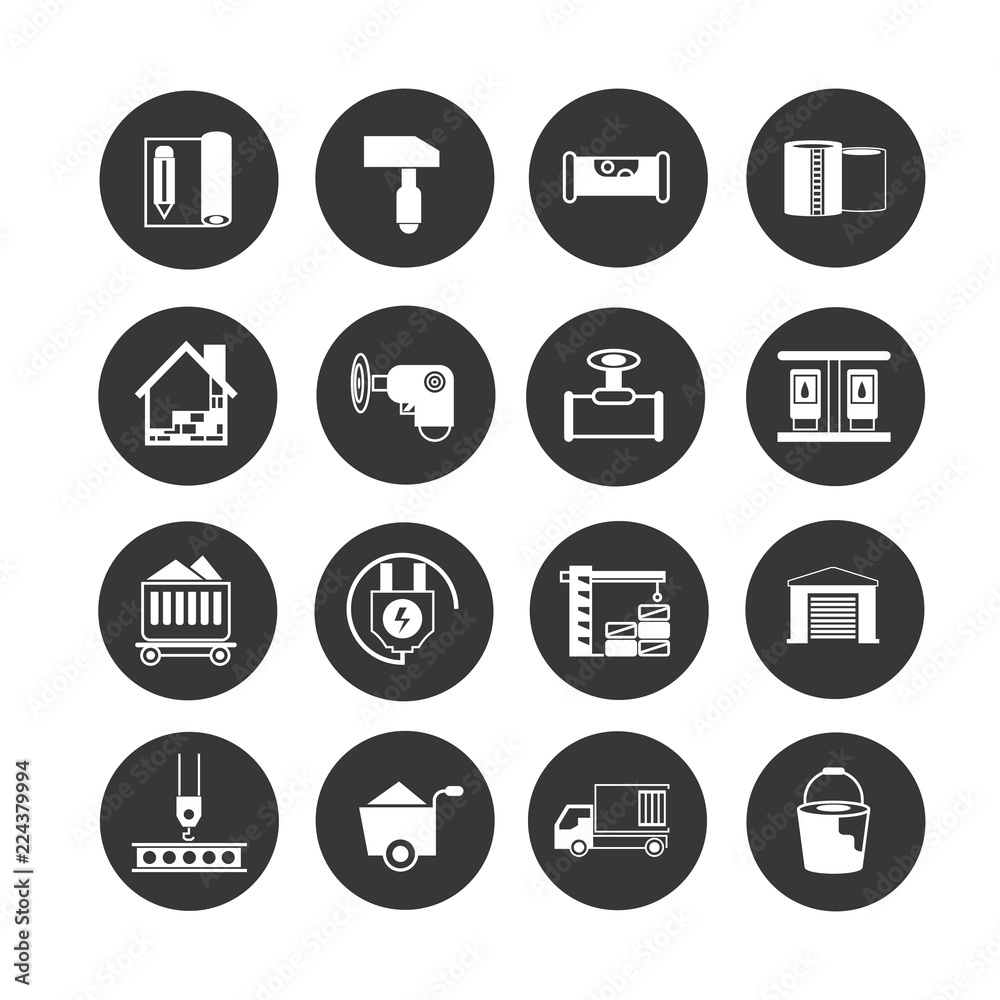 industry icon set in circle buttons industry icon set in circle buttons