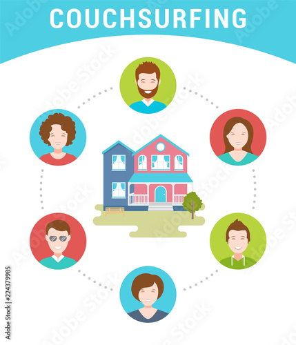 Vector Illustration of Couch Surfing