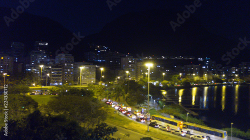 Aerial view of Rio de Janeiro city at night