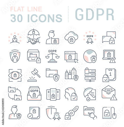 Set Vector Line Icons of GDPR.