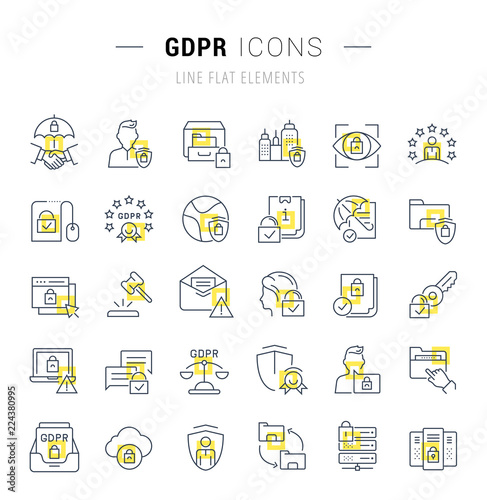 Set Vector Line Icons of GDPR.