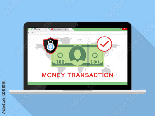 Online World Wide Money Transfer payment sending and receiving money wireless banking payment Vector Illustration