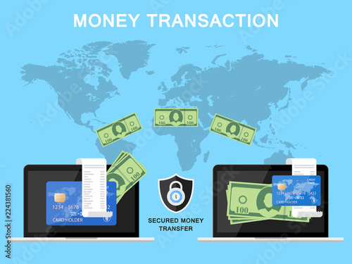 Money Transaction All Around the World Safe transaction Illustration Vector Icon