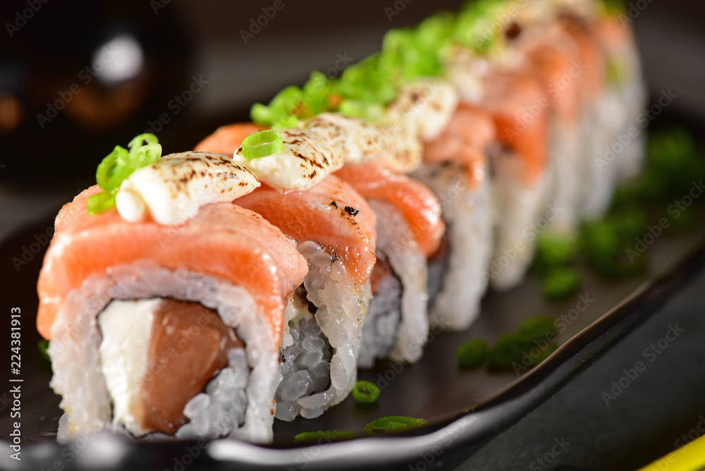Salmon and cream cheese sushi