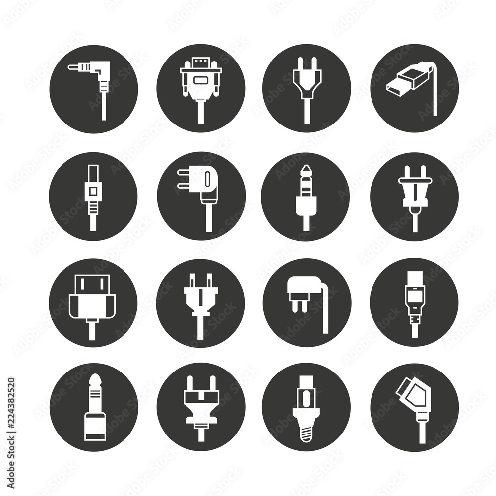 electric plug icon set in circle buttons electric plug icon set in circle buttons