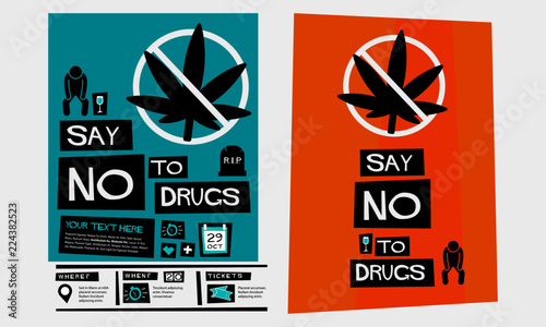 Say No To Drugs Marijuana Poster Design Stock Vector Adobe Stock