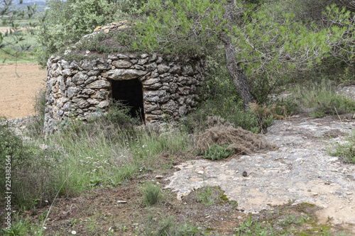 Stone rural farming structure, wone cava penedes area,Catalonia,Spain.