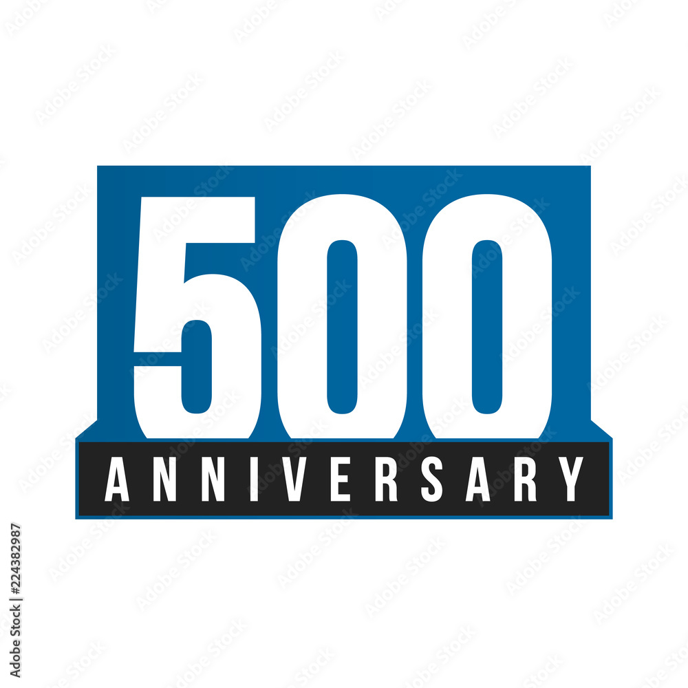 500th Anniversary vector icon. Birthday logo template. Greeting card design element. Simple business anniversary emblem. Blue strict style number. Isolated vector illustration on white background. 500th Anniversary vector icon. Birthday logo template. Greeting card design element. Simple business anniversary emblem. Blue strict style number. Isolated vector illustration on white background.
