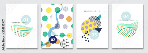 Cover templates set, vector geometric abstract background. Flyer, presentation, brochure, banner, poster design.