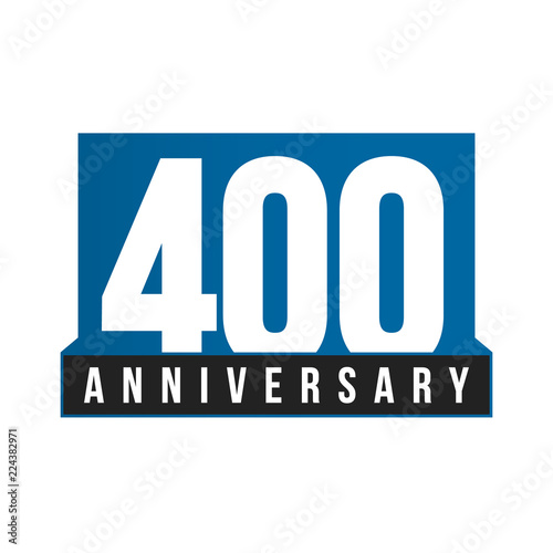 400th Anniversary vector icon. Birthday logo template. Greeting card design element. Simple business anniversary emblem. Blue strict style number. Isolated vector illustration on white background.