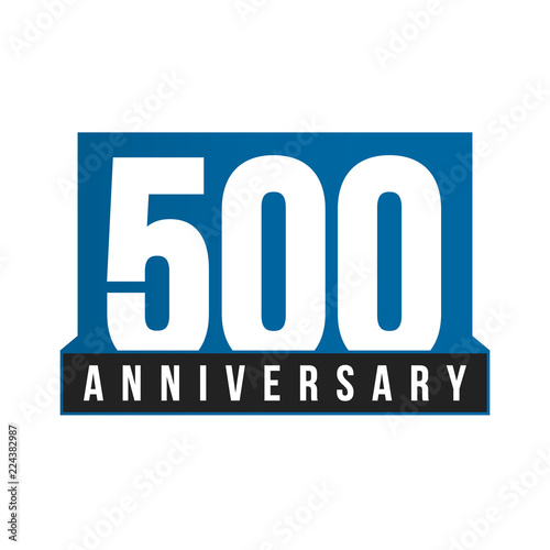 500th Anniversary vector icon. Birthday logo template. Greeting card design element. Simple business anniversary emblem. Blue strict style number. Isolated vector illustration on white background.