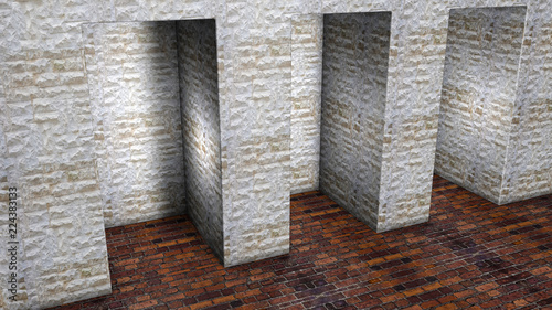 Tableau sur toile three stone niches in the wall. 3D rendering