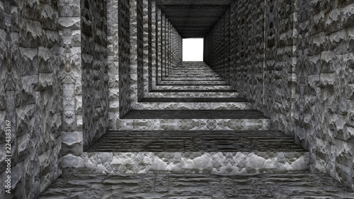 stone three-dimensional tonnel. 3D rendering