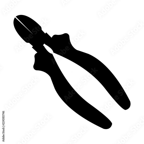 pliers nippers silhouette isolated on white background vector illustration