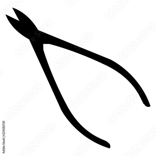 pliers nippers silhouette isolated on white background vector illustration