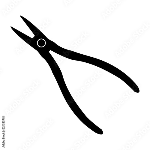pliers nippers silhouette isolated on white background vector illustration