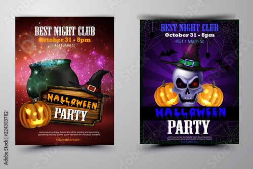 Halloween party flyer with pumpkins