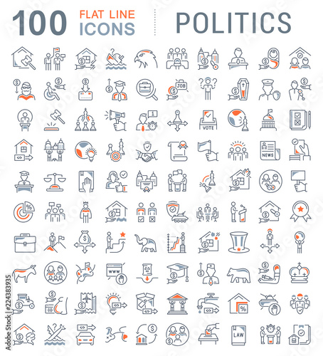 Set Vector Line Icons of Politics. photo