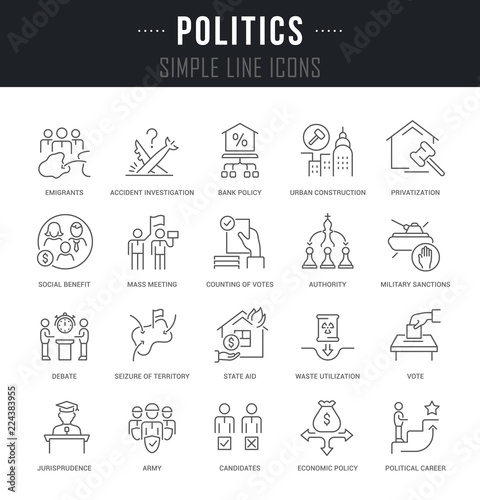 Set Vector Line Icons of Politics.