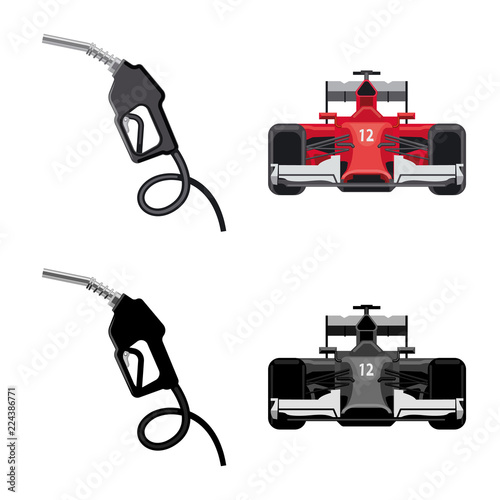 Vector illustration of car and rally sign. Collection of car and race vector icon for stock.