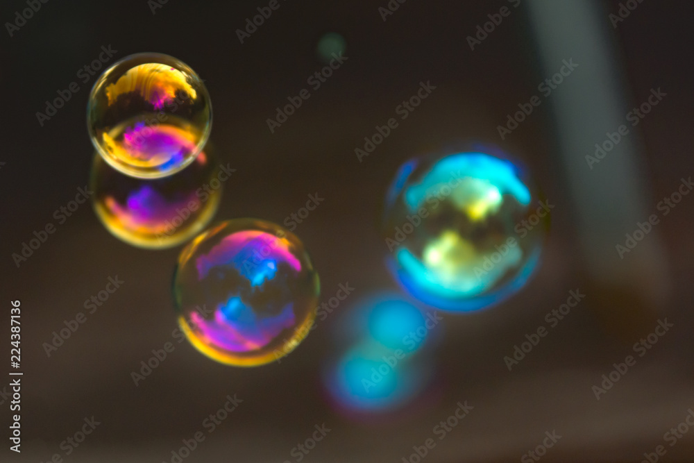 Closeup of a group of colorful soap bubbles Closeup of a group of colorful soap bubbles