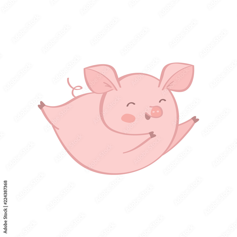 Fototapeta premium vector single pig character on white background
