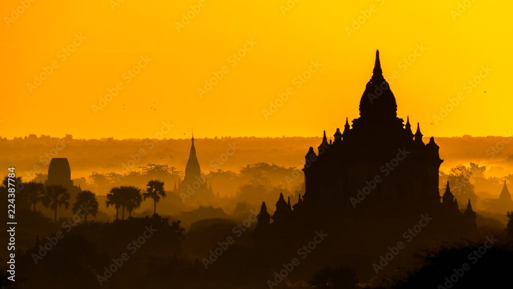temples of bagan at sunrise myanmar