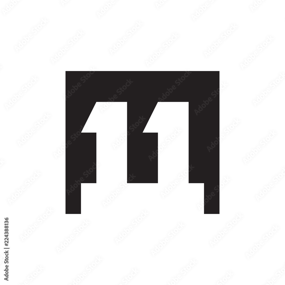 Fototapeta premium M letter with eleven number logo design