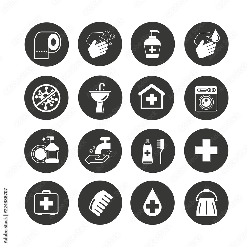 hygiene icon set in circle buttons hygiene icon set in circle buttons